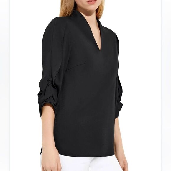 NWT Misook Tulip-Sleeve Crepe De Chine Blouse Medium - Picture 2 of 9
